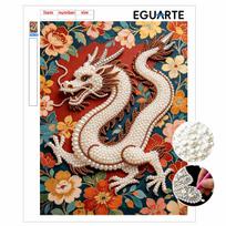 DIY Pearl Gem Chinese Dragon Floral Pattern Shining Bead Craft Art Home Wall Ornament Simple Unframed Room Decoration Modern Art Wall Hanging 30x40