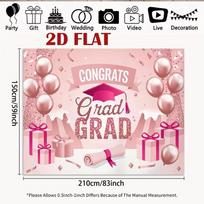 2D Glitter Pink Grad Backdrop with Gifts and Balloons Party Decoration 47.2x31.5inch/120*80cm