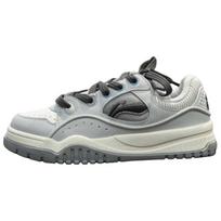 Li Ning Buu Synthetic Leather, Split Cow Leather Low top Skateboard Shoes Women's Gray AGCV464-3 36