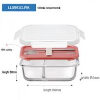 Lock & Lock Glass Microwave Lunch Box with Cutlery, 930ml
