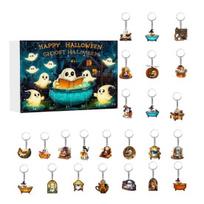 Halloween Advent Calendar 2D Reading Ghost Acrylic Ornaments Set 24 Days Countdown to Halloween Decoration for Holiday Home Party Decor D