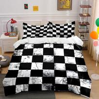 Cracked Black and White Chess art Pattern Duvet Cover Set Digital Print Colorful Polyester Bedding with Zipper Closur for gifts 135x200cm