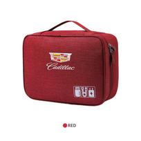 Car Digital Storage Bag USB Data Cable Organizer Accessories For Cadillac Logo Escalade CTS ATS SRX XTS XT5 STS CT5 CT6 BLS XLR raudona