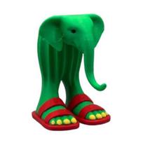 Dramblys dykumoje Figūrėlė 3D spausdinta Kaktusas Dramblio Ornamentas Raudonos Šlepetės Animacinio dramblio Statulėlė Skulptūra Dekoras Elephant