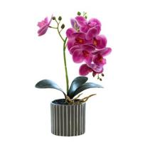 Dirbtinis vazoninis augalas Dirbtinis kandžių orchidėjų bonsas Staliniam kompiuteriui Dirbtiniai vazoniniai Phalaenopsis žiedai namų valgomojo stalui, biuro stalui dekoruoti violetinė