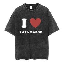 Madingi Tate Mcrae Greedy Albumo Turo Merch Marškinėliai Vyrams Moterims Vintažinio Skalbimo Trumpomis Rankovėmis Didelio Dydžio Laisvalaikio Viršus S