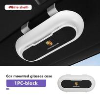 For Porsche Car Glasses Clip Multifunction Velcro Leather Sun Visor Clip Panamera 911 Carrera-GT 918-Spyder 997 991 968 Cayman