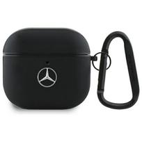 Etui Mercedes Leather Metal Logo Do Airpods 4 Czarne