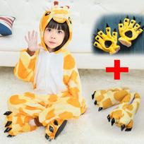 Vaikams kūdikiams mergaičių margučiai Unisex žieminiai žirafų margučiai Vaikiški naktiniai drabužiai Anime kostiumai flaneliniai miegui pižamos su batais 4T