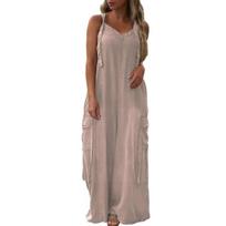 Women's Loose Jumpsuits Overalls Adjustable Straps Baggy Jumpsuits Casual Wide Leg Romper L abrikosas