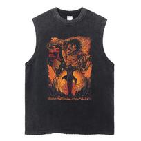 Attack on Titan Vyriški sportiniai marškinėliai vasariniai Y2k skalbti vintažiniai spaudiniai marškinėliai be rankovių moterims street wear anime dovanos M