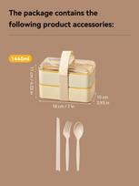 Worthbuy Microwave Bento Box With Tableware Portable Double-Layer Lunch Box Leak Proof Divided Food Containers For Student Kids geltona