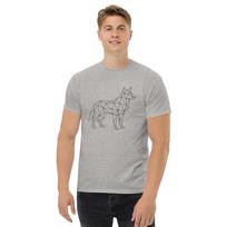 Geometric Wolf Line Art T-Shirt Minimalist Animal Tee Gift for Nature Lovers M