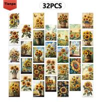 32pcs, vintage sunflower postcards, wall stickers, mailing cards, greeting cards, DIY postcards, souvenir postcards, decorative