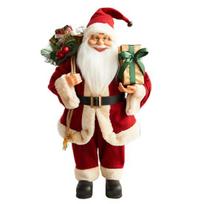 Kalėdinė Santa statulėlė Stovintis Kalėdų Senelis su dovanų maišu ir dovanų dėžute Kalėdinė dekoracija šventiniam vakarėliui, namų dekoras 60cm