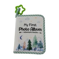 Miško dizaino vaikiškas nuotraukų albumas Kūdikio pirmojo metų nuotraukos Atminties knyga su kramtomais žiedais ir atspariu skilimui veidrodėliu 1