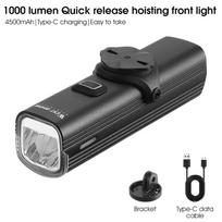 WEST BIKING Quick Release Hoisting Bicycle Light 1000LM High Bright Bike Headlight Type-C Charging Portable Cycling Flashlight 0701431 Hoisting