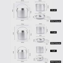 Outdoor Camping Pot and Pan Set Aluminum Hanging Pot Folding Handle Frying Pan for Camping Hiking