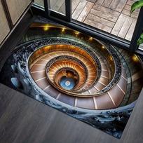 2D Spiral Stairs Carpet Mat Rug Home Decoration Long Hallway Living Room Bedroom Floor Decor Realistic Visual Effect Creative 40x60cm