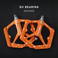 KRSEC DU Bearings Bicycle Pedal CNC Aluminum Alloy Anti Slip MTB Road Bike Pedal Widen Pedals Profession Bike Accessories SV2 orange