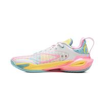 Li Ning Speed 11 TPU Cushioning, Wear Resistant Low top Basketball Shoes Men's White Pink Blue ABAU053-71 47.5