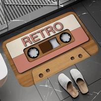 Retro kasetės juostos vonios kilimėliai Super sugeriantis vonios kilimas Namų įėjimo pasveikinimo neslystantis durų kilimėlis virtuvei 50cm x 80cm