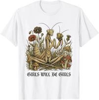Girls Will Be Will Girls Praying Mantis Cottagecore T-Shirt 3XL