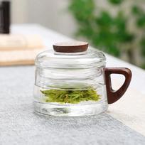 200 ml Stiklinis Arbatos Puodelis su Filtru ir Medine Rankena Aukšto Borosilikatinio Stiklo Arbatos Puodelis Namams Biurui Arbatos Atskyrimo Puodelis Kung Fu Arbatos Rinkinys gryna