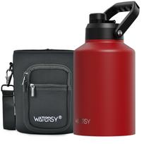 WATERSY 1.8L/2.5L/3.7L Termosinis vandens butelis Didelės talpos termosas Nerūdijančio plieno vakuuminės flaskos su rankena Išlaiko šaltį 1893ml raudona