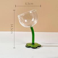 Vintage Clear Flower Base Bent Stem Goblet White Red Wine Champagne Cocktail Gin Drinking Glasses 200ml Nordic Ripple Glass Cup OTHER skaidri žalia spalva