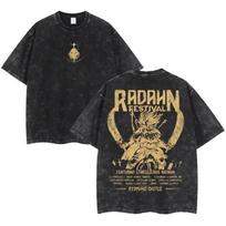 Elden Ring Radahn Festival Starscourge Radahn Double Sided Graphic Print Vintage Washed Oversized Game Streetwear TShirt S