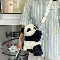Miela pliušinė panda peties rankinė moterims studentėms Minkšta pūkuota crossbody piniginė Universali madinga maža rankinė