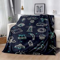 Melting Smiley Face Flannel Blanket, Soft Warm Throw with Drippy Yellow Emoji Print for Bed Sofa, Cozy Bedding for Teens 80cm x 120cm