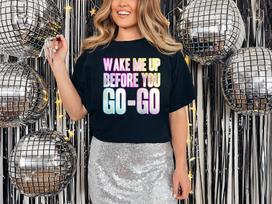 Wake Me Up Before You GO-GO T-Shirt Mens Womens Tees Top Funky Print Fancy Dress Wham Weekend 80s M