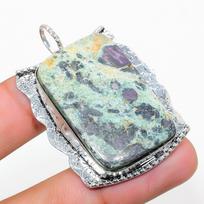 Ruby in Fuchsite Ethnic 925 Sterling Silver Jewelry Pendant 1.97  b5O15