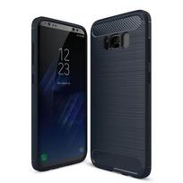 For Samsung Galaxy S8 SM-G950F (5.8  ), Silicone Cover Case Anti-scratch Carbon Fiber Protective Shell - Blue