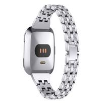 Metalinis laikrodžio dirželis Fitbit Versa/Versa Lite & SE/ Versa 2 Nerūdijančio plieno dirželis Blizgantys deimantiniai apyrankių dirželiai Moterims Mergaitėms sidabras