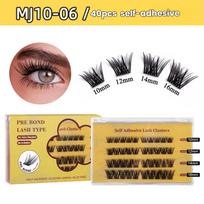 Dirbtinės blakstienos - Beklijai DIY segmentinės blakstienos, Be formaldehido, Apimties suteikiančios ir europietiško riestumo, Lipnus makiažas 4Row40Duo-MJ10-06