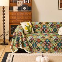 Bohemian Jacquard Cotton Linen Sofa Cover All-Season One-Piece Anti Scratch Sofa Towel Color Plaid Multifunctional Blanket 90x90cm