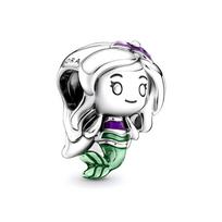 Pandora Disney serijos undinėlės Arelės pakabukas moteriški papuošalai 799508C01 Silver/Purple/Green,F