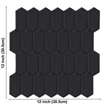 10 Sheets Peel and Stick Black Matte Wall Tiles 3D Hexagon Tile Sticker Waterproof Kitchen Bathroom Vinyl Wallpaper for Home Dec 10 pieces