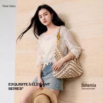 Sancai Bohemian Woven Tote Bag One Size chaki