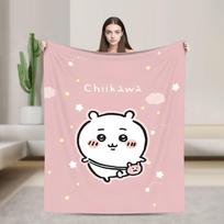 Kawaii C-Chiikawa Rakko Cartoon Blanket Flannel Printed  Multi-function Super Warm Throw Blanket for Sofa Car Rug Piece 75cmx90cm