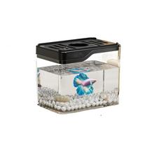 Drop Resistant Desktop Fish Tank Shatterproof Turtle Tank Creative Mini Fish Tank  Home Black Without Light