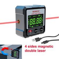 2-side Laser Digital Protractor Inclinometer Laser Level Ruler Inclinometer Magnetic Base Goniometer Magnet Angle Finder žalia