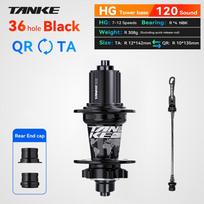 TANKE MTB 120 Click Hub 6 Bearing Bike Front Rear 28 32 36 Holes Disc Brake QR Bicycle mass thunder Noisy Cube 6 Pawl Hubs TH390 36H-Black - R - HG