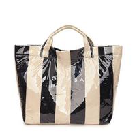 Large-Capacity Striped Tote Bag Color-Blocked Design Shoulder Bag New PVC Handbag  Travel juoda