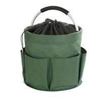 Foldable Outdoor Storage Basket with Multiple Pockets Portable Handheld Organizer for Camping Beach and Picnic Use Durable and Lightweight Design One Size žalia