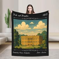 Pride and Prejudice Jane Austen Fleece Blanket Pemberley Derbyshire 1813 Funny Throw Blankets for Home 200x150cm Ultra-Soft 150x200cm