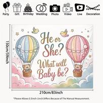 2D Cute Teddy Bear Hot Air Balloon Backdrop for  What Will Baby Be? 47.2x31.5inch/120*80cm